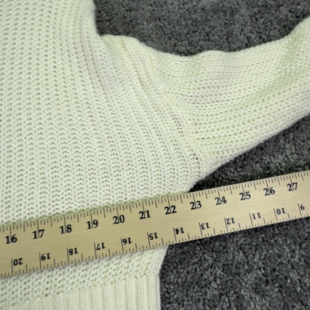 Divided Sweater Womens Small White Mock Neck Open Knit Cropped Pullover Top - Picture 3 of 9